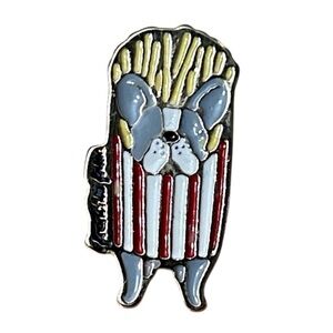 🍀3/$15 French Bulldog french fry container  Enamel Pin lapel pinback